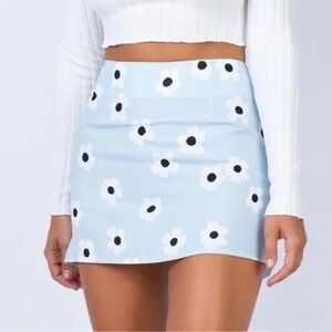 PRINCESS POLLY Light Blue Floral Mini Skirt